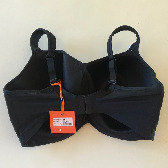 NWT PANACHE BLACK UNDERWIRE V-NECK UNLINED SPORTS BRA - Picture 8 of 12